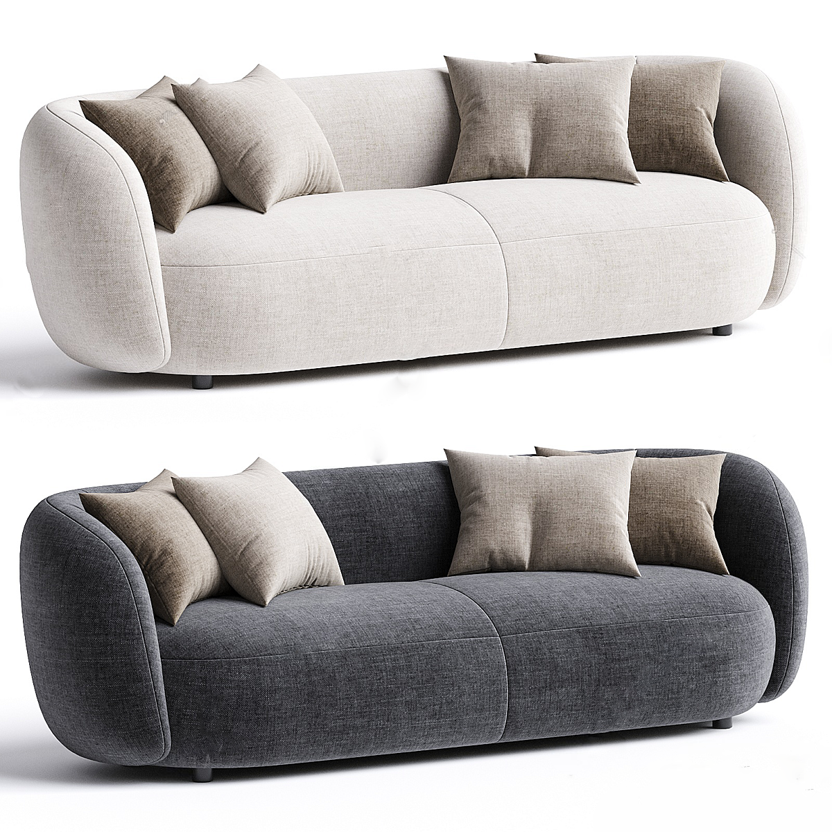 Curved Upholstered Sofa 3d Model pro