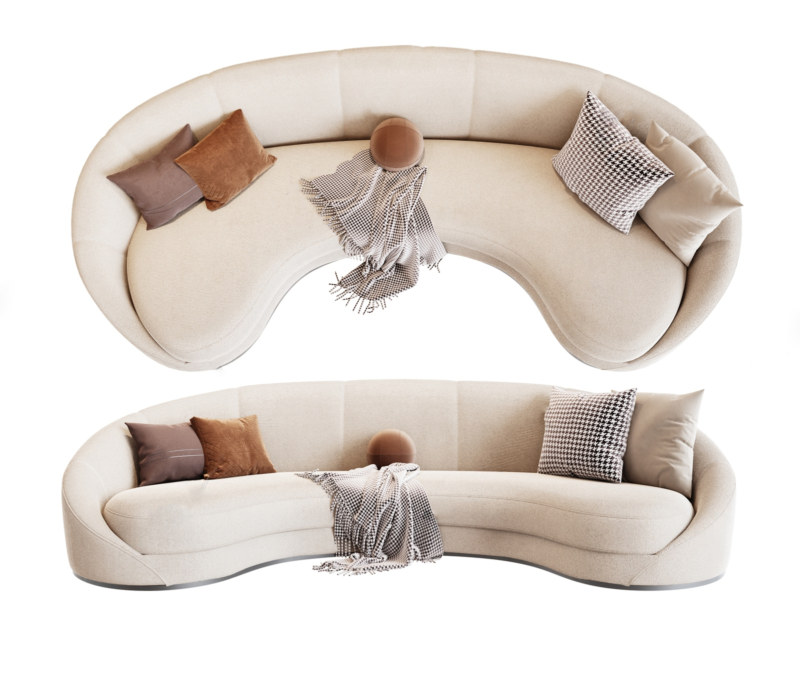Curved Upholstered Sofa 3d Model pro