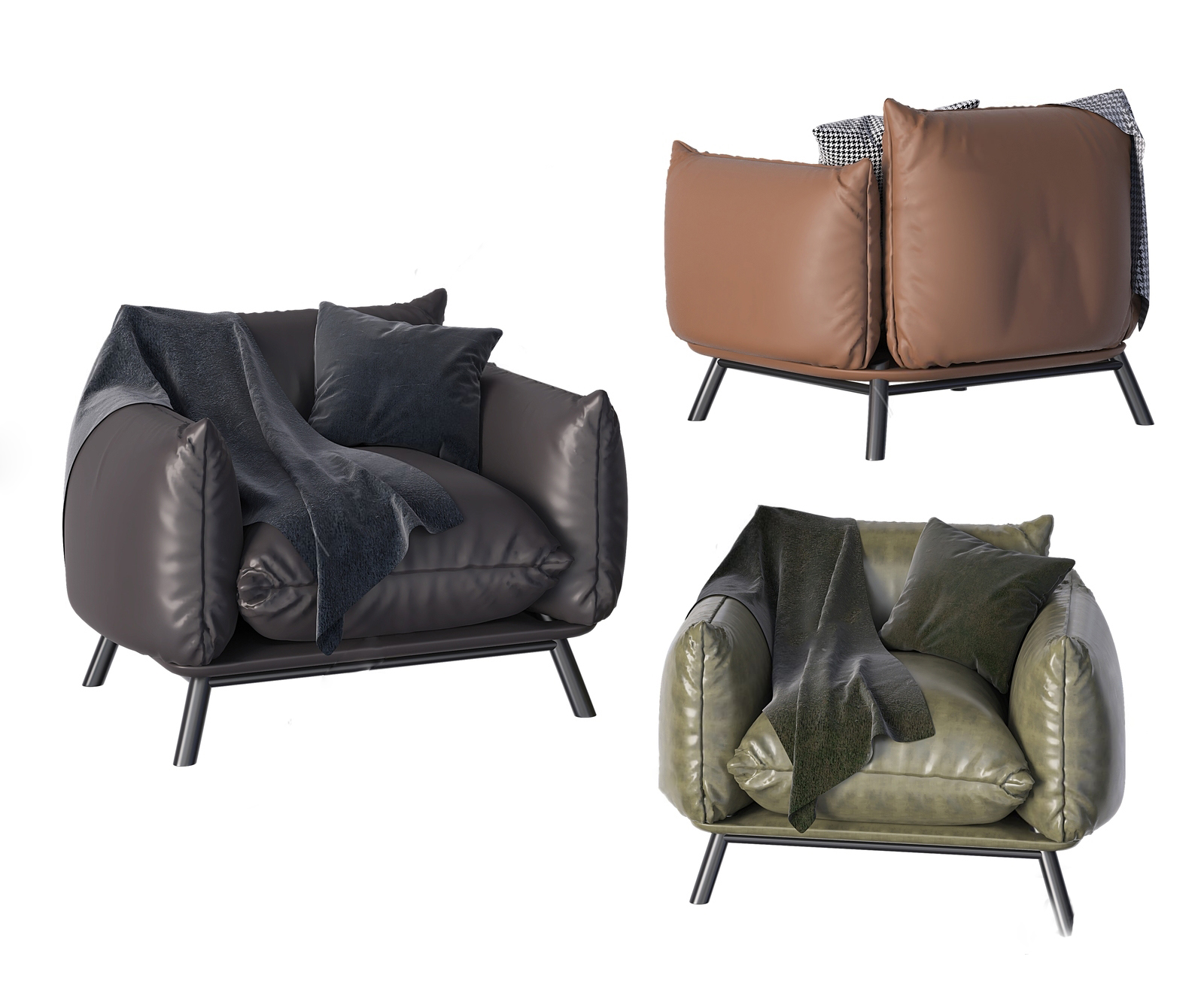 Cushioned Lounge Armchair 3d Model