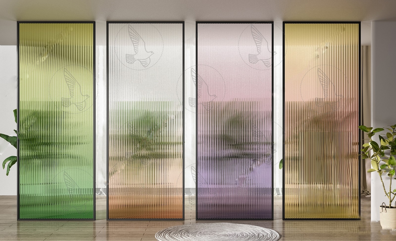 Decorative Fluted Glass Panels 3d Model