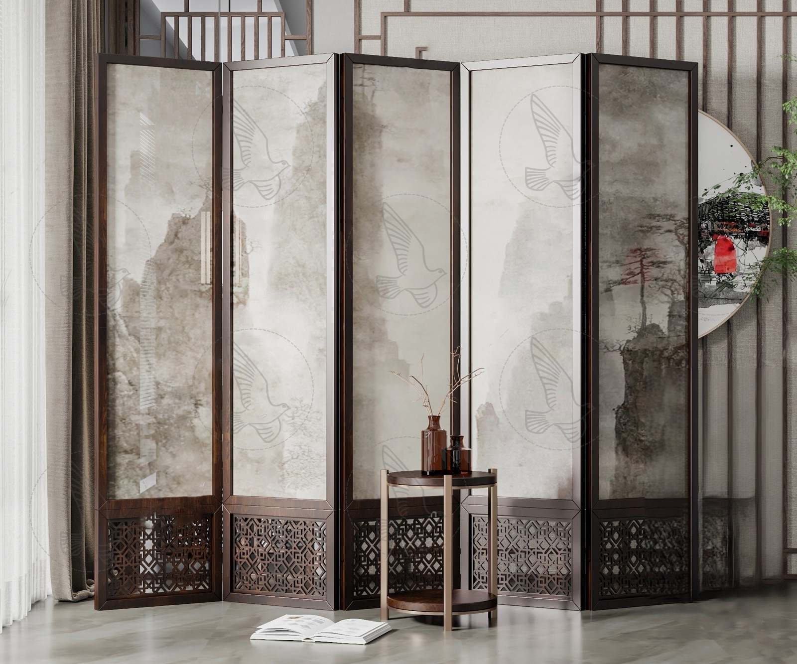 Decorative Folding Screen 3d Model