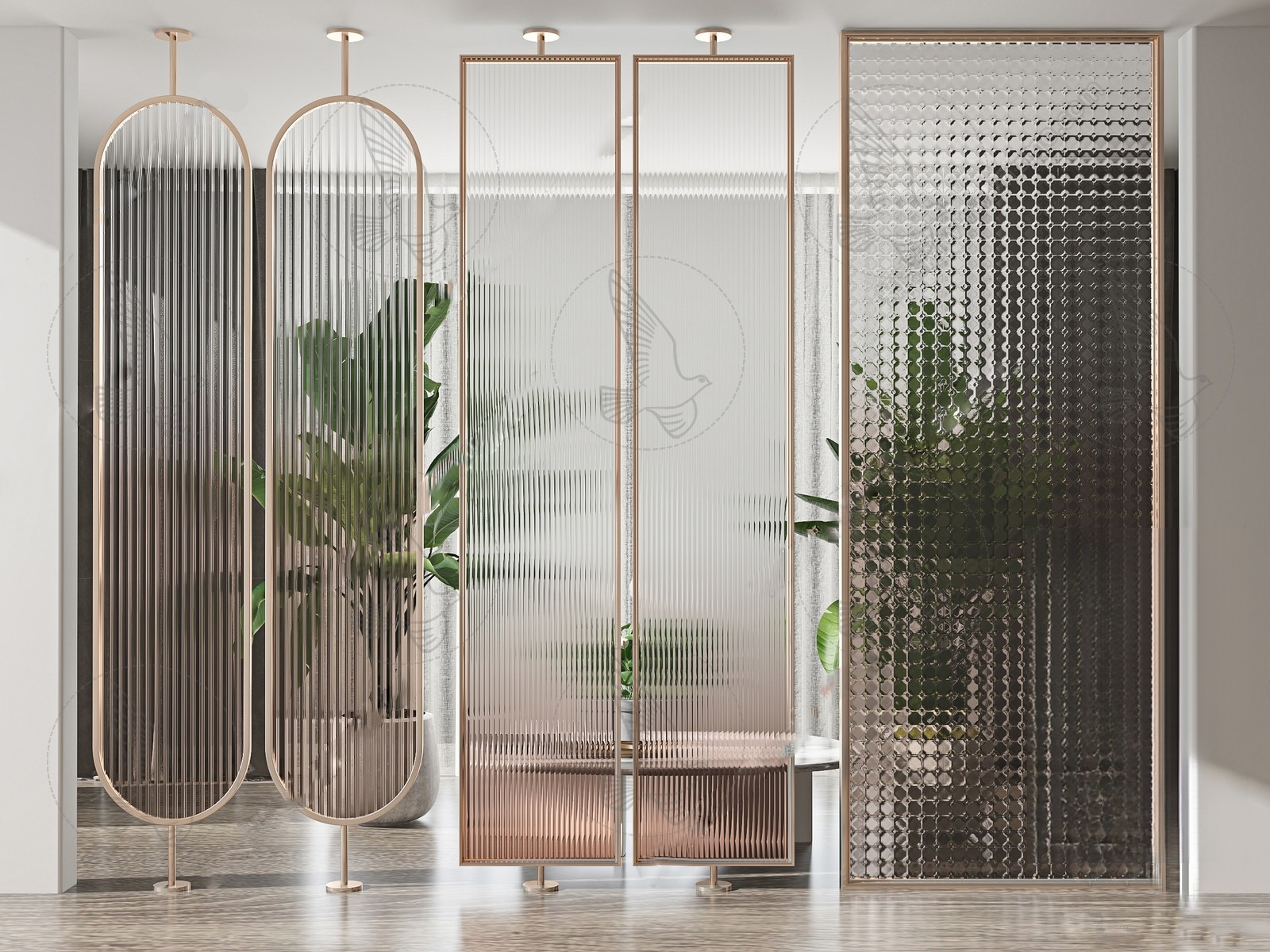 Decorative Glass Room Divider 3d Model