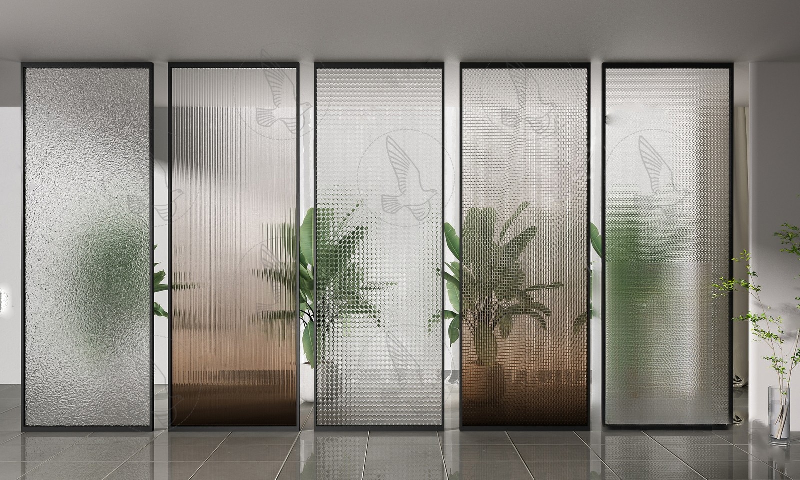 Decorative Textured Glass Panels 3d Model