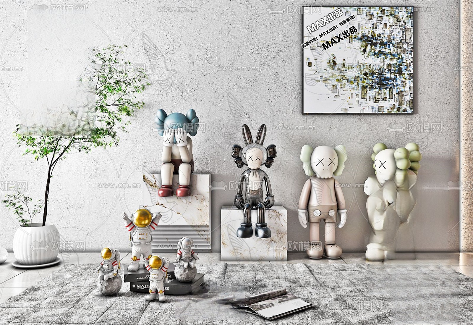 Designer Toy Sculpture Collection 3d Model