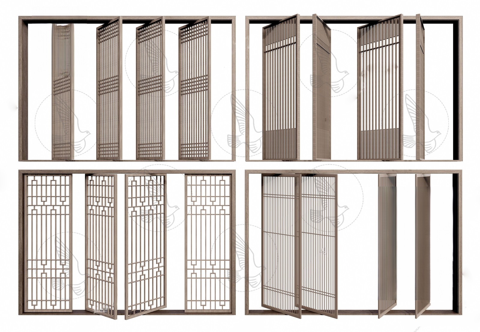Folding Slatted Room Divider 3d Model