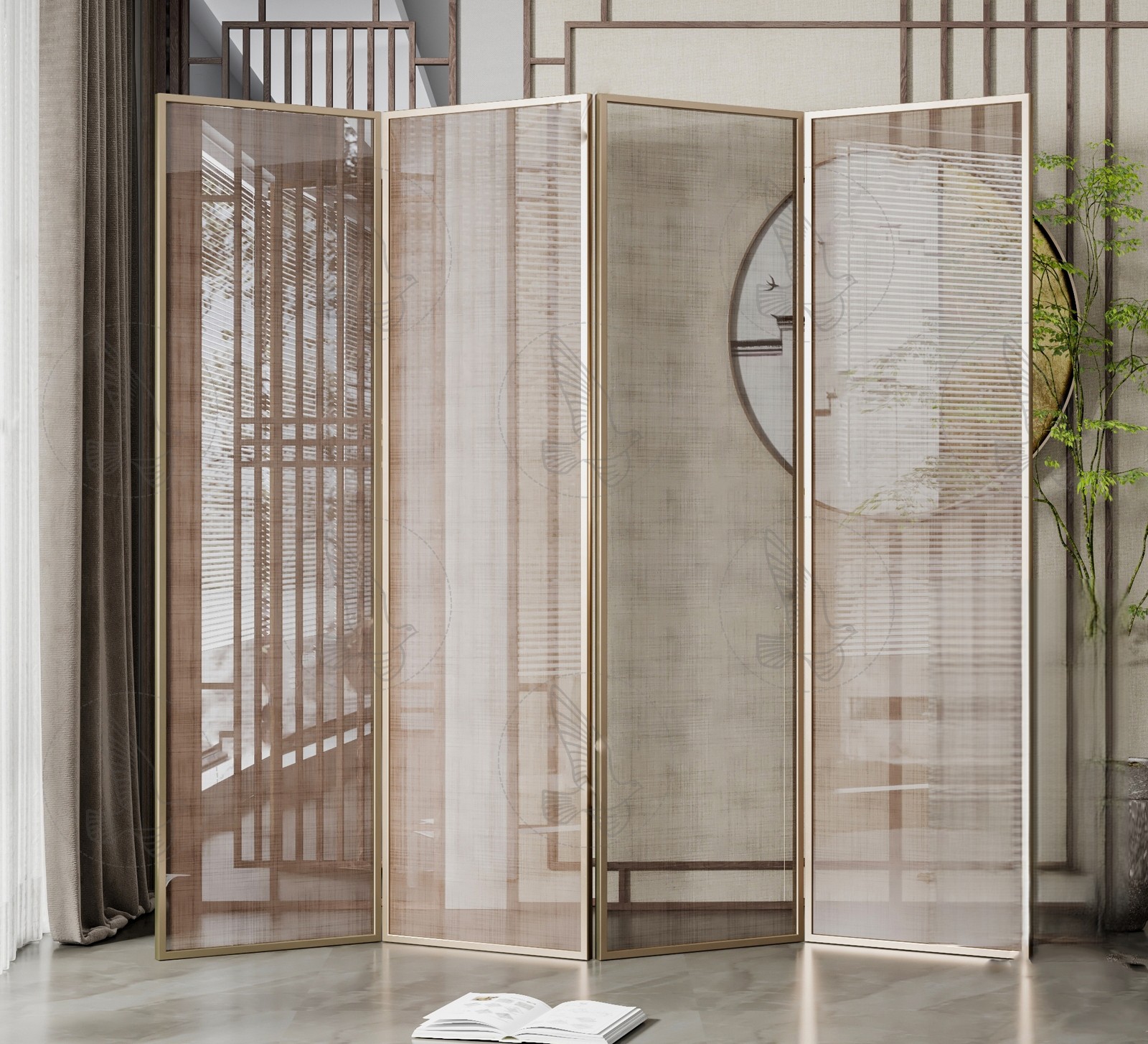 Framed Folding Room Divider 3d Model