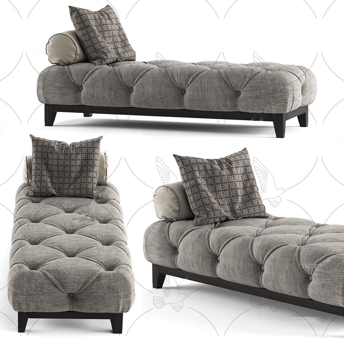 Ghế Chaise Bọc Nệm 3d Model