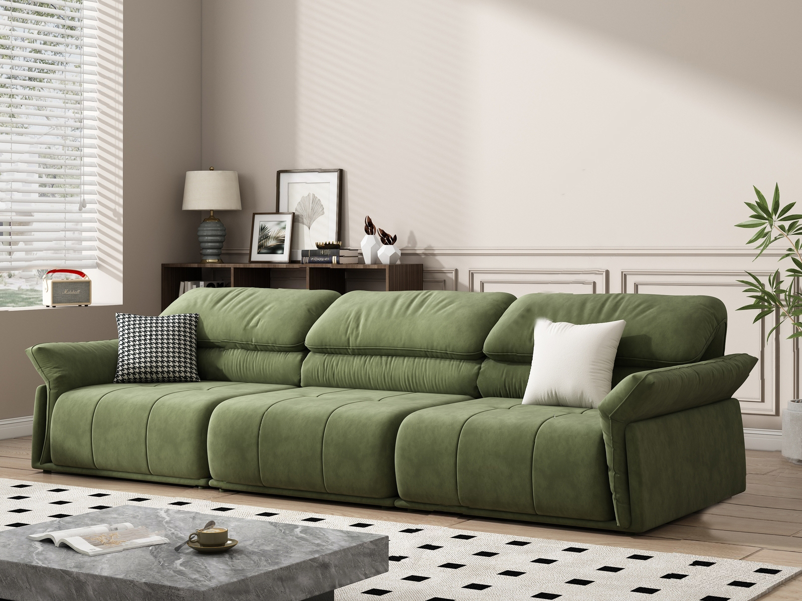 Green Upholstered Sectional Sofa 3d Model