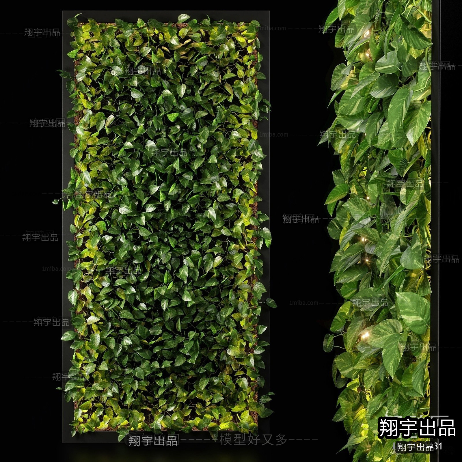 Green Wall Plant Panel 3d Model