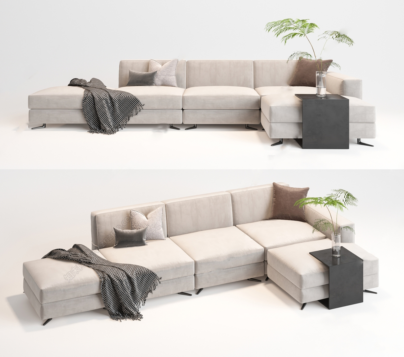 L-Shaped Sectional Sofa 3d Model pro