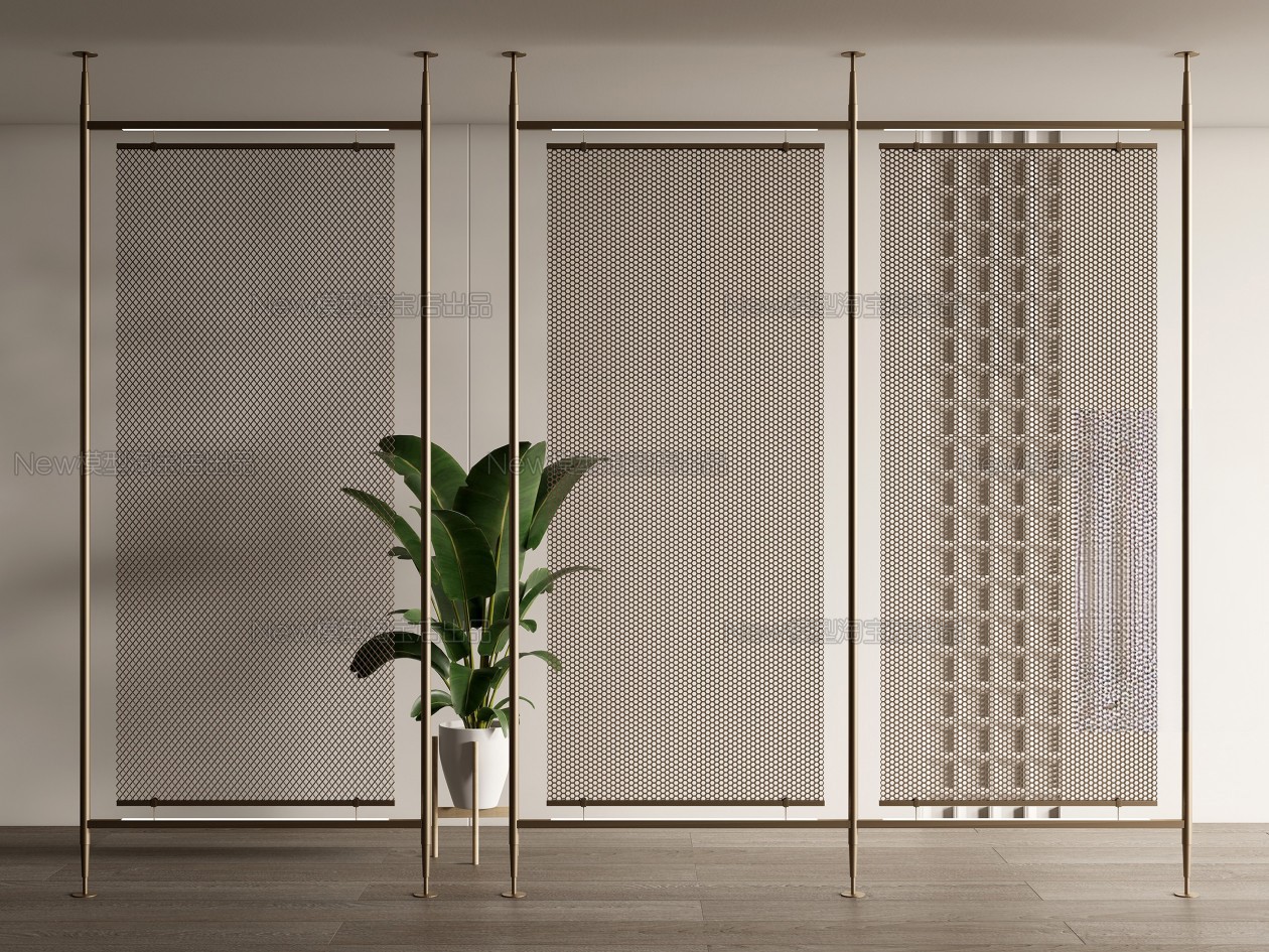 Metal Mesh Room Divider 3d Model