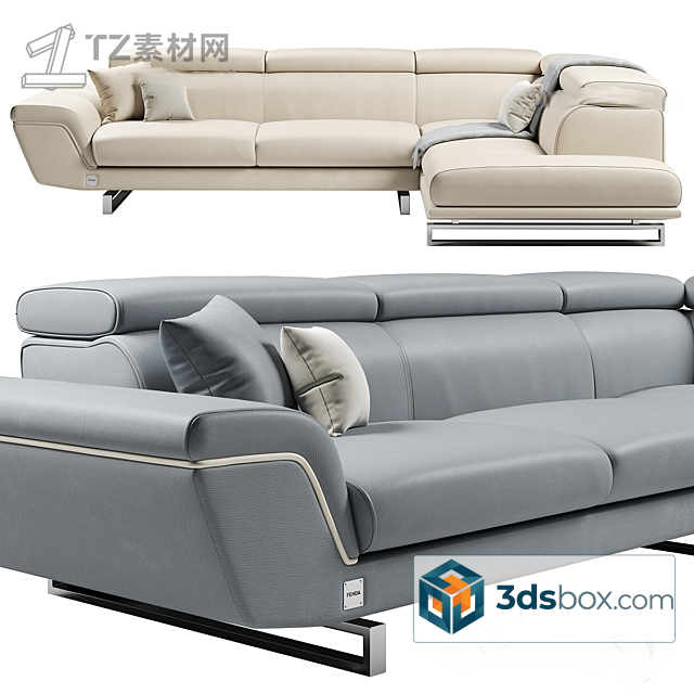 Modern Chaise Sectional Sofa 3d Model