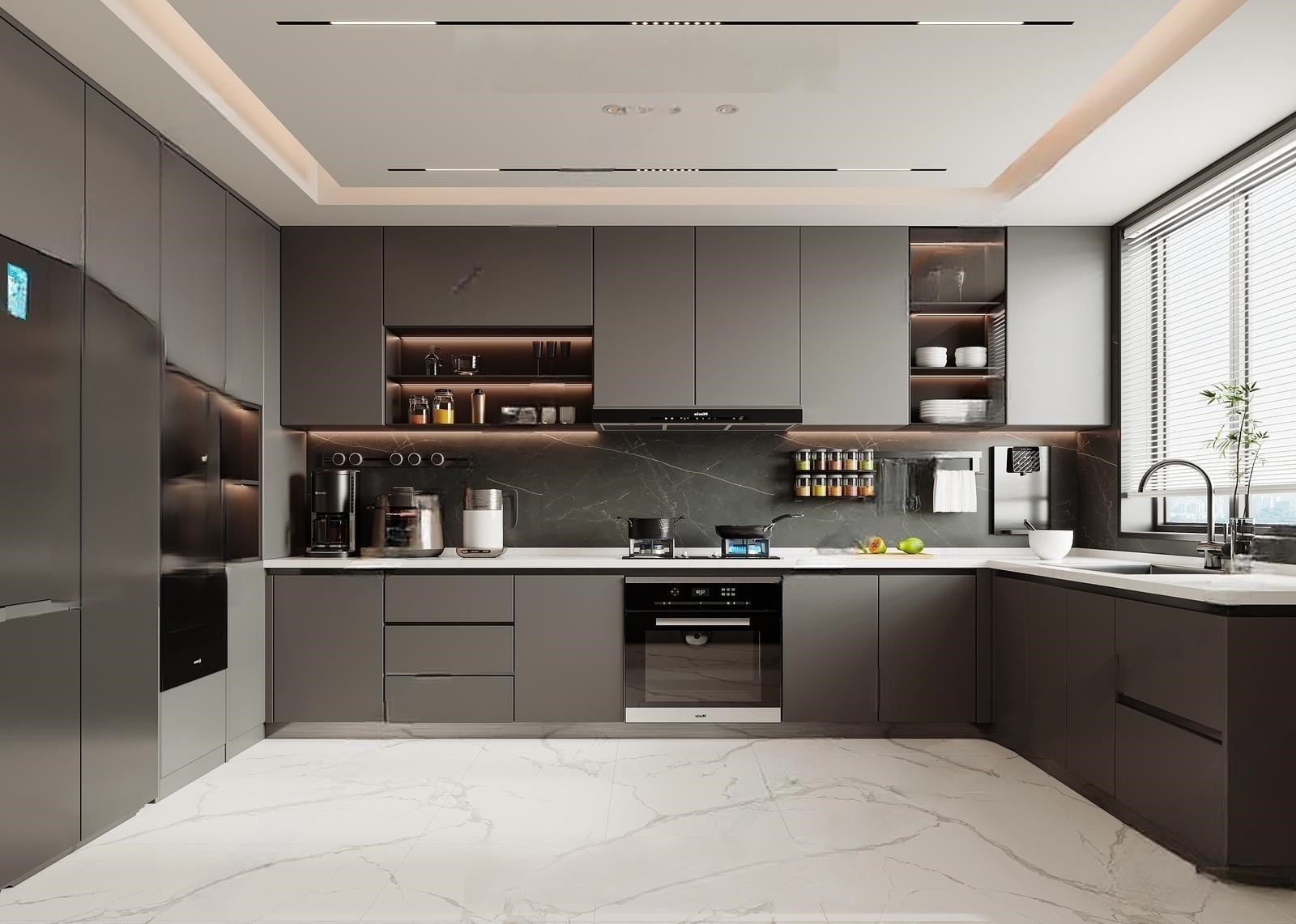 Modern Dark Kitchen Interior 3d Model