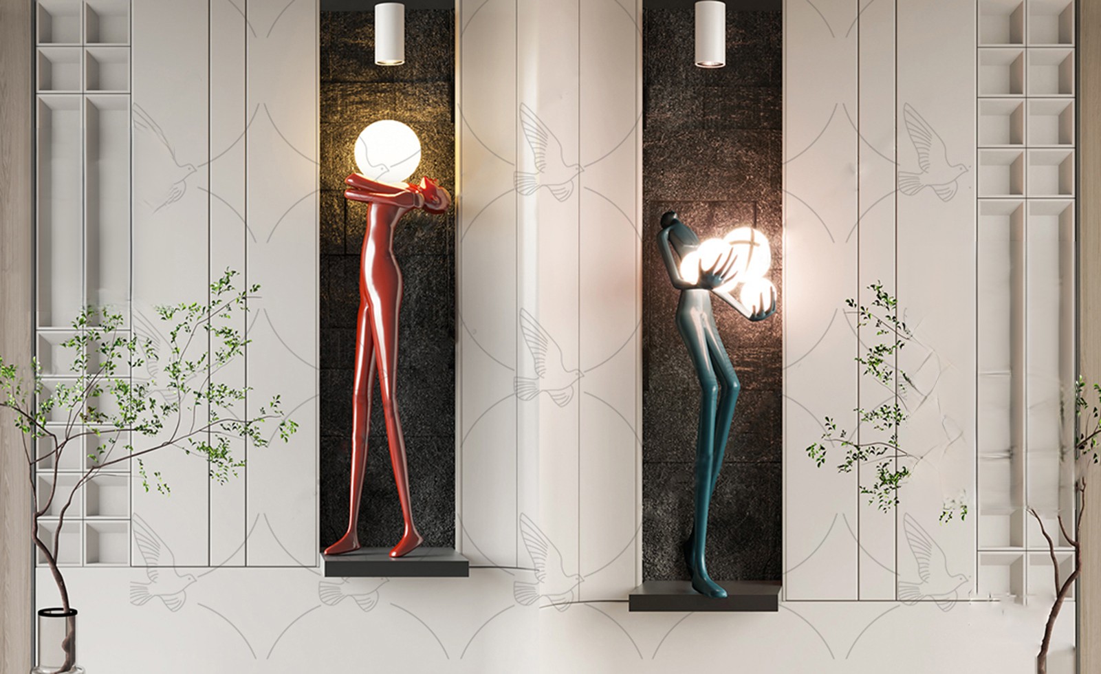Modern Figurative Sculpture Pair 3d Model