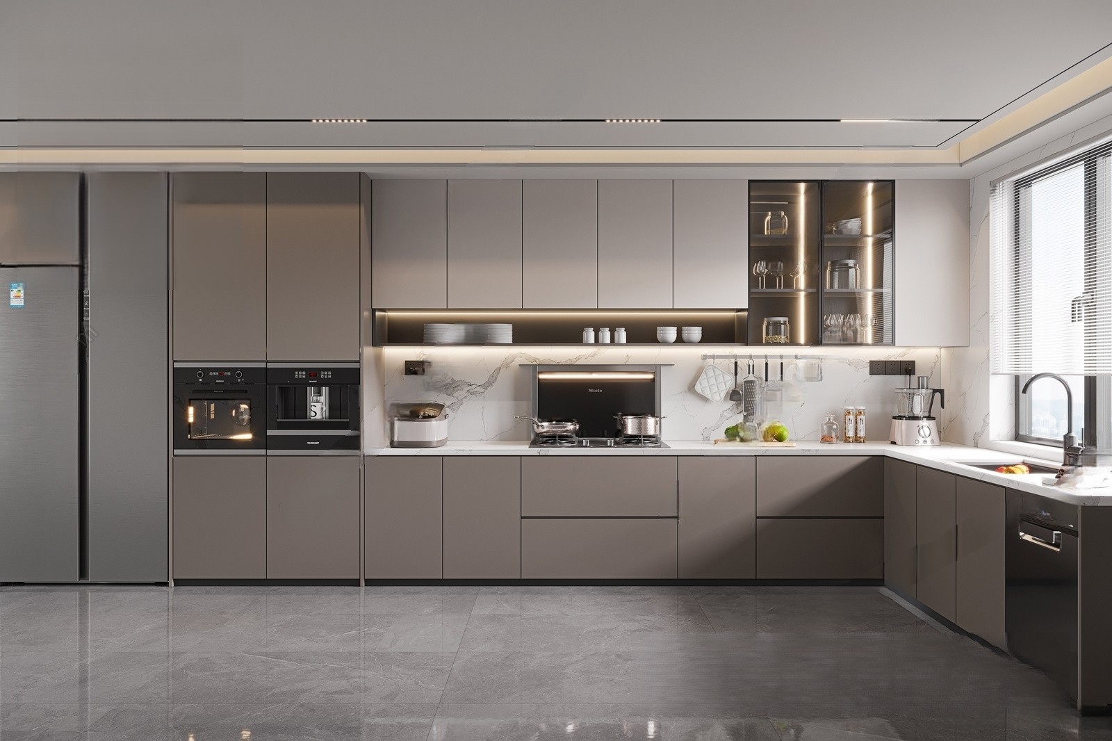 Modern Gray Kitchen Interior 3d Model