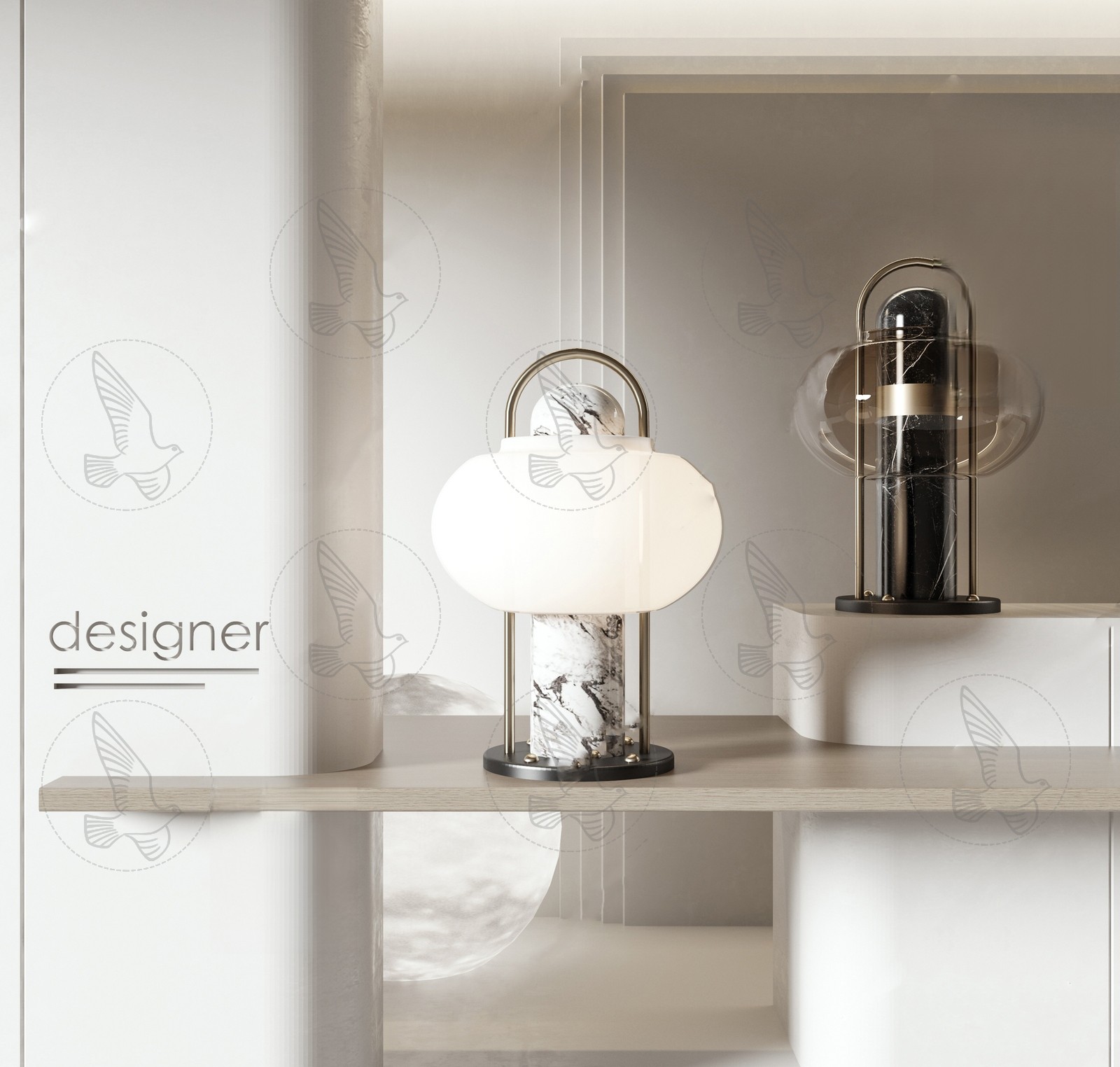 Modern Marble Table Lamp 3d Model