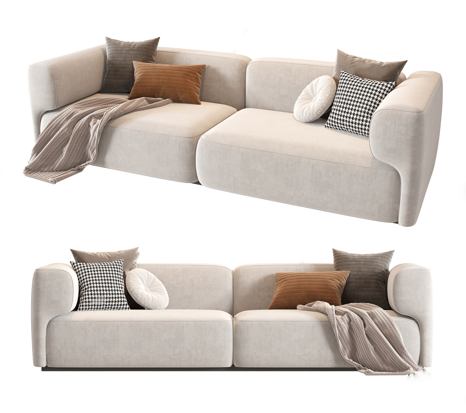Modern Rounded Sectional Sofa 3d Model pro