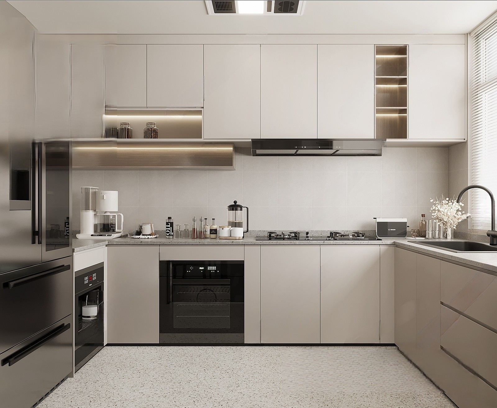 Modern White Kitchen Interior 3d Model