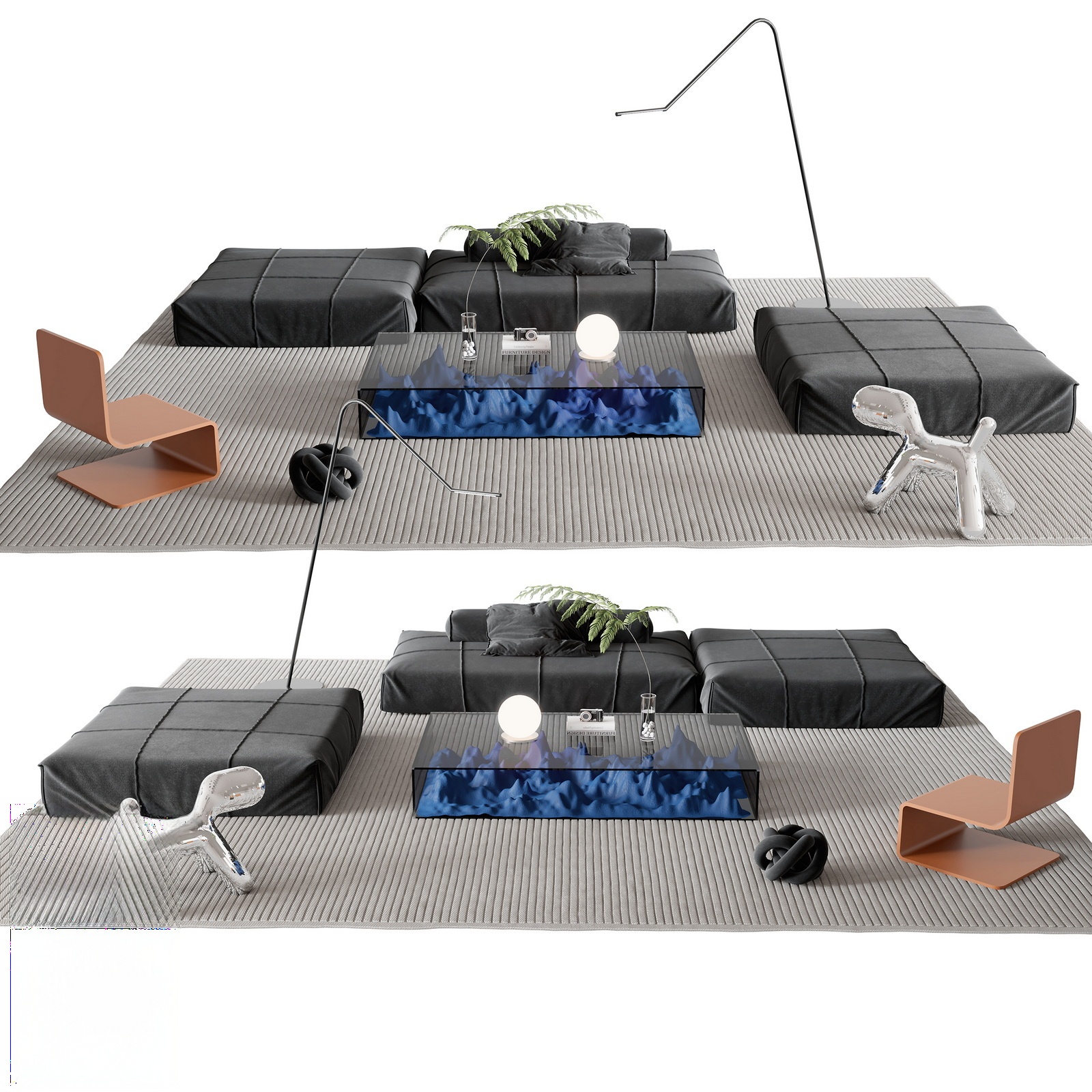 Modular Black Sectional Sofa 3d Model