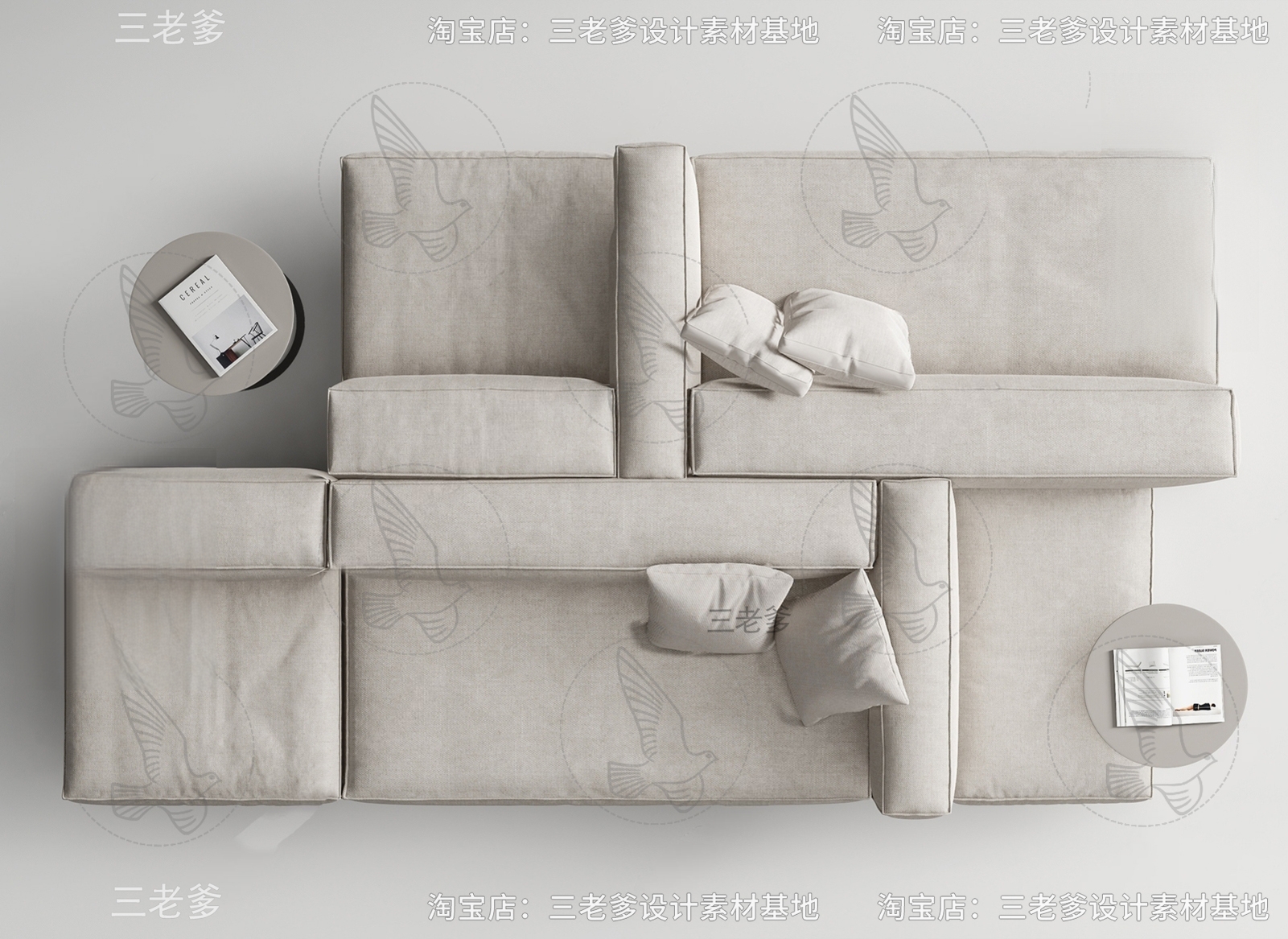 Modular Fabric Sectional Sofa 3d Model