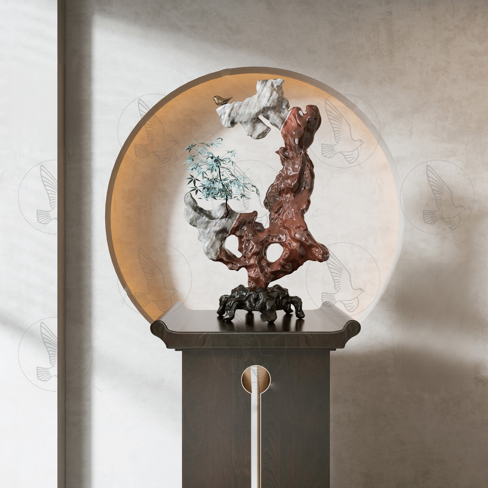 Oriental Rock Garden Sculpture 3d Model