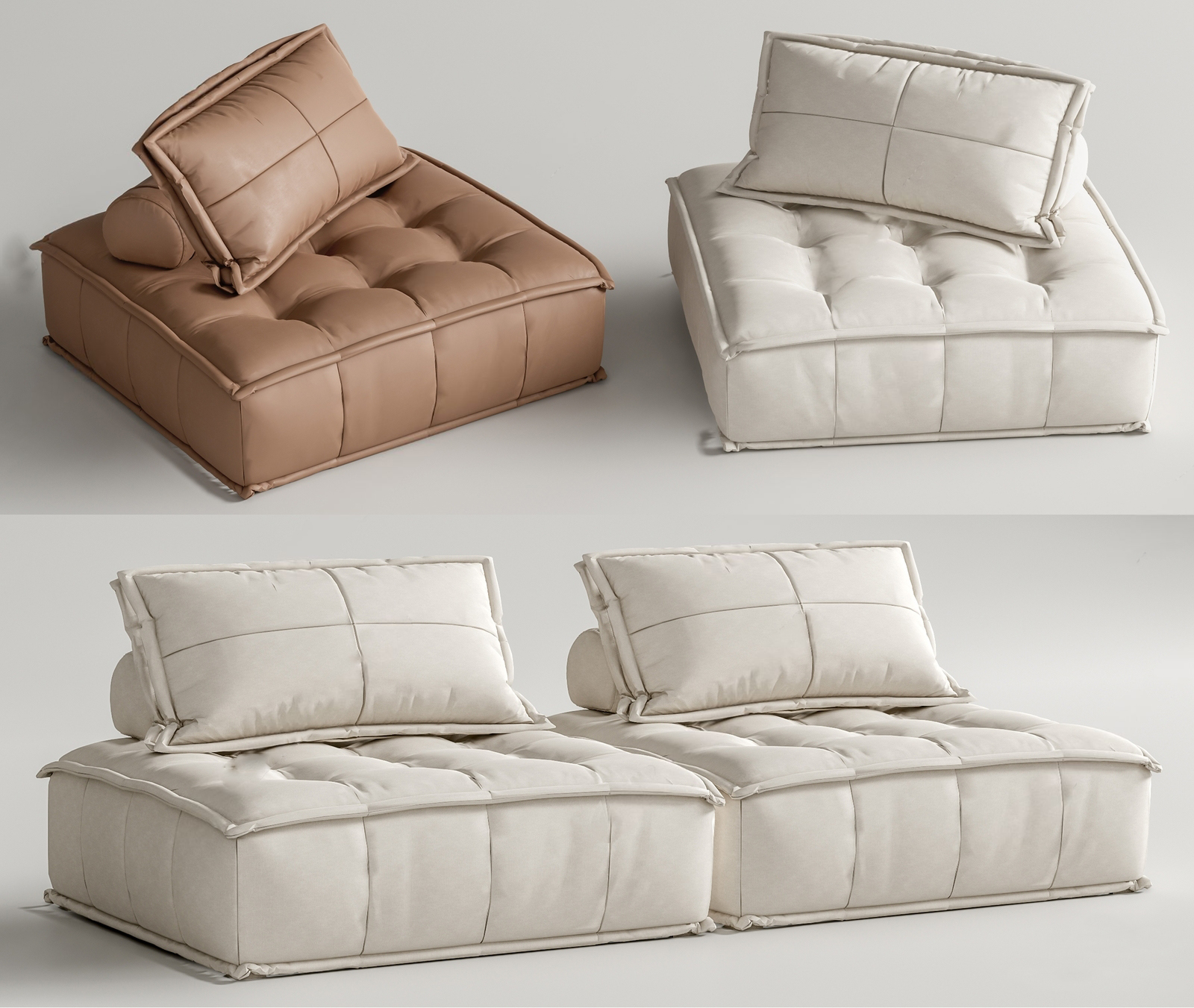 Padded Upholstered Armchair 3d Model
