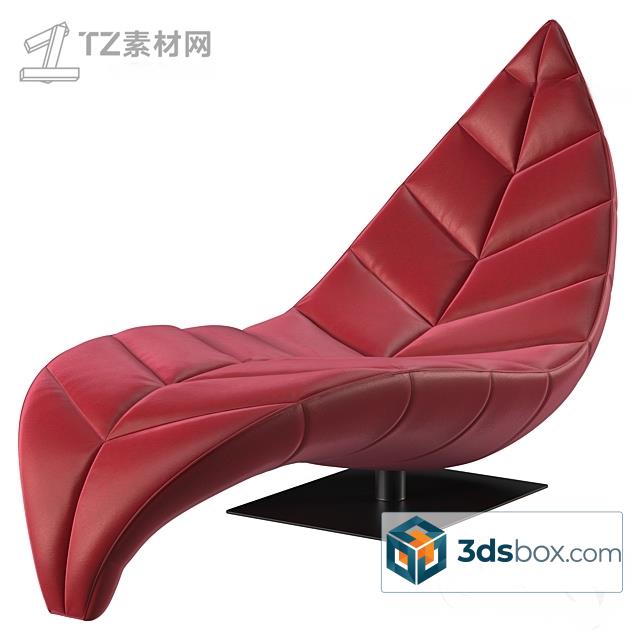 Red Sculptural Chaise Lounge 3d Model