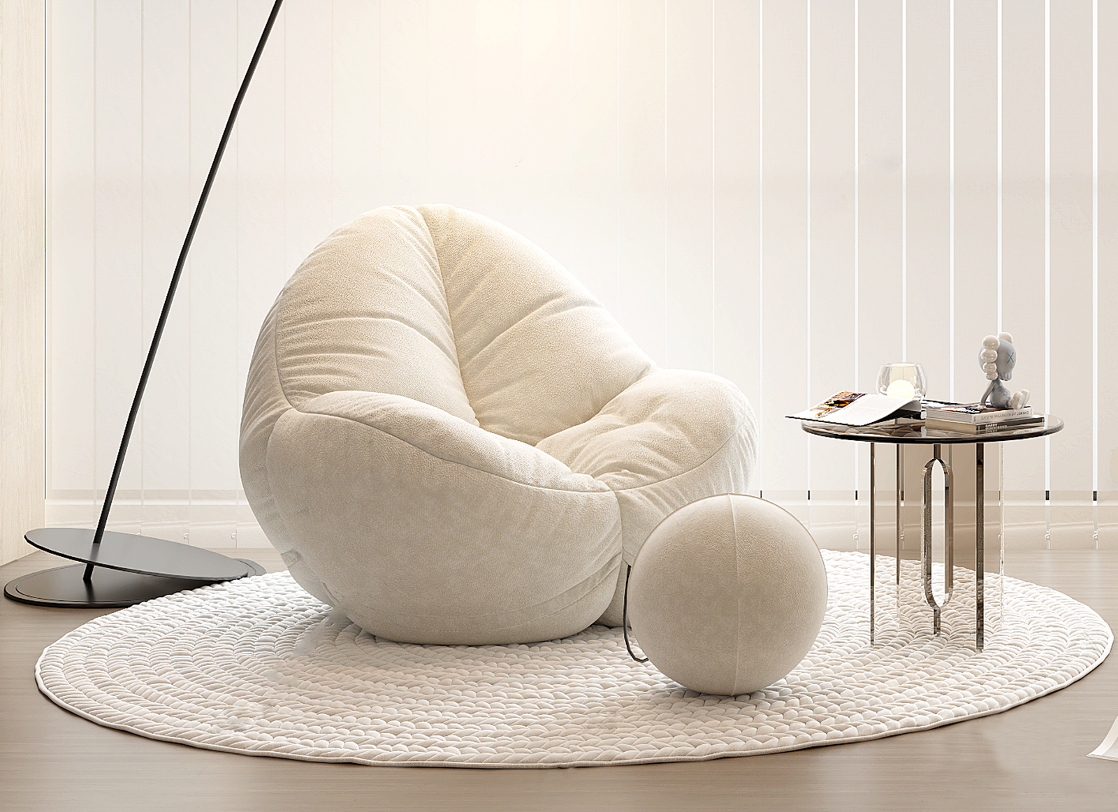 Rounded Upholstered Lounge Armchair 3d Model