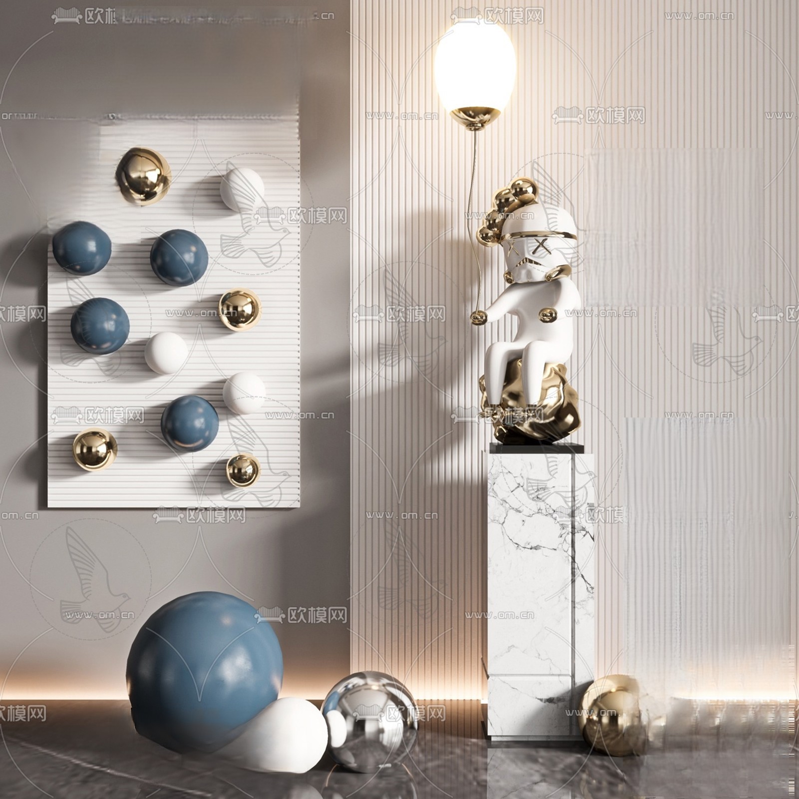 Seated Astronaut Decorative Sculpture 3d Model