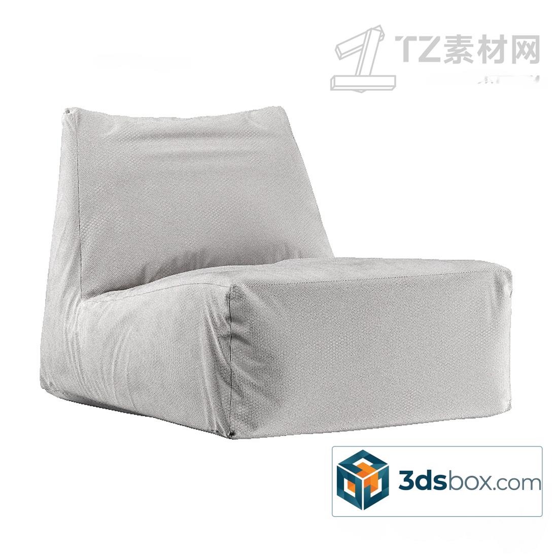 Slipcovered Lounge Armchair 3d Model