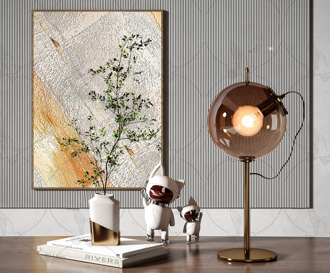 Spherical Glass Table Lamp 3d Model