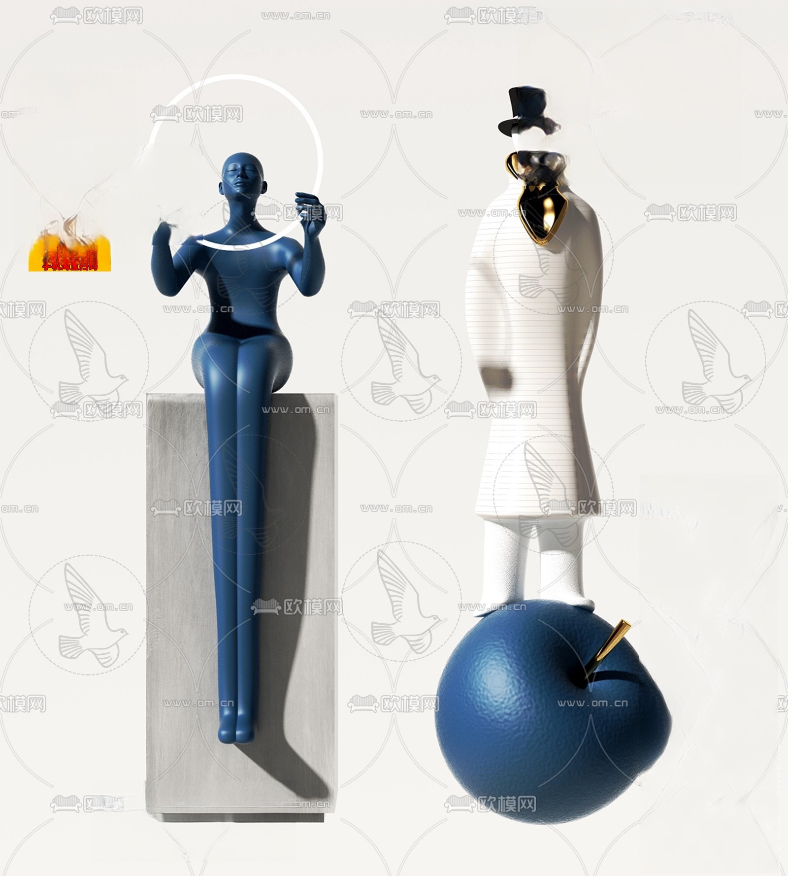 Stylized Female Figure Sculpture 3d Model