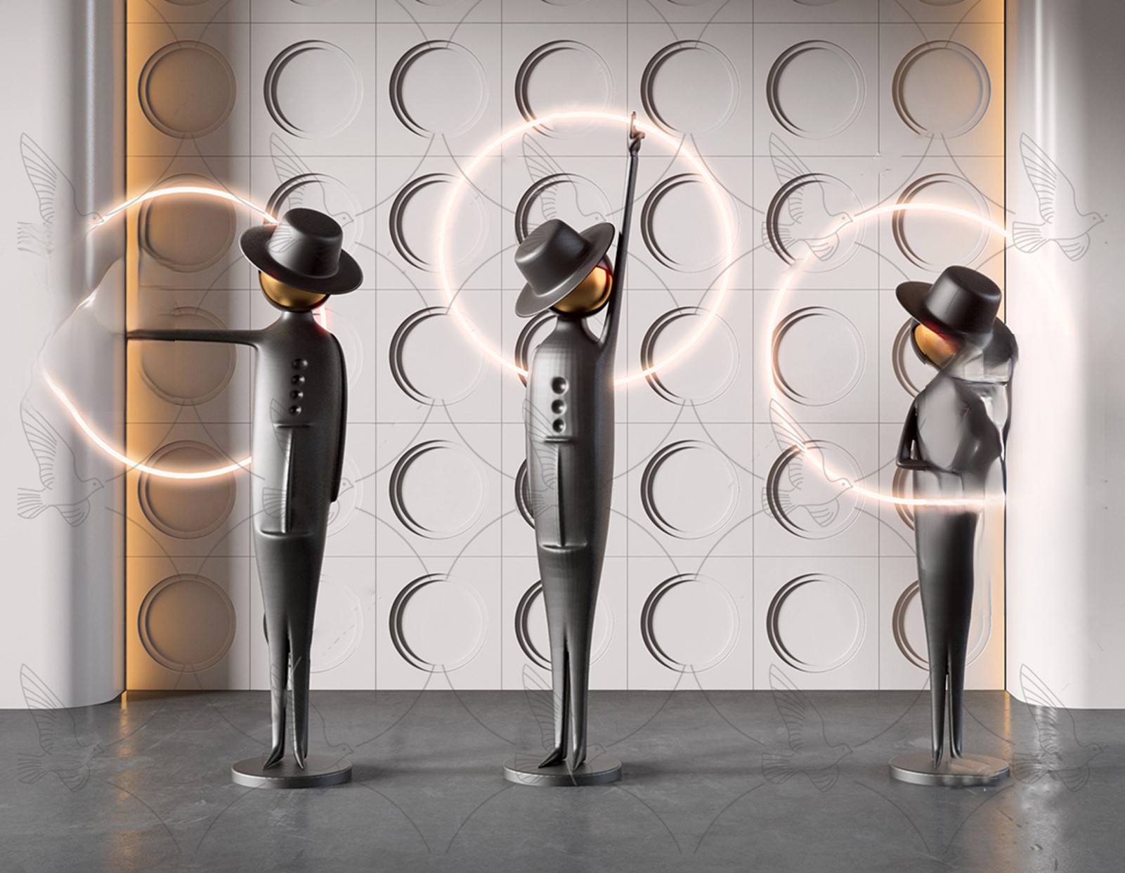 Stylized Figure Sculpture Set 3d Model