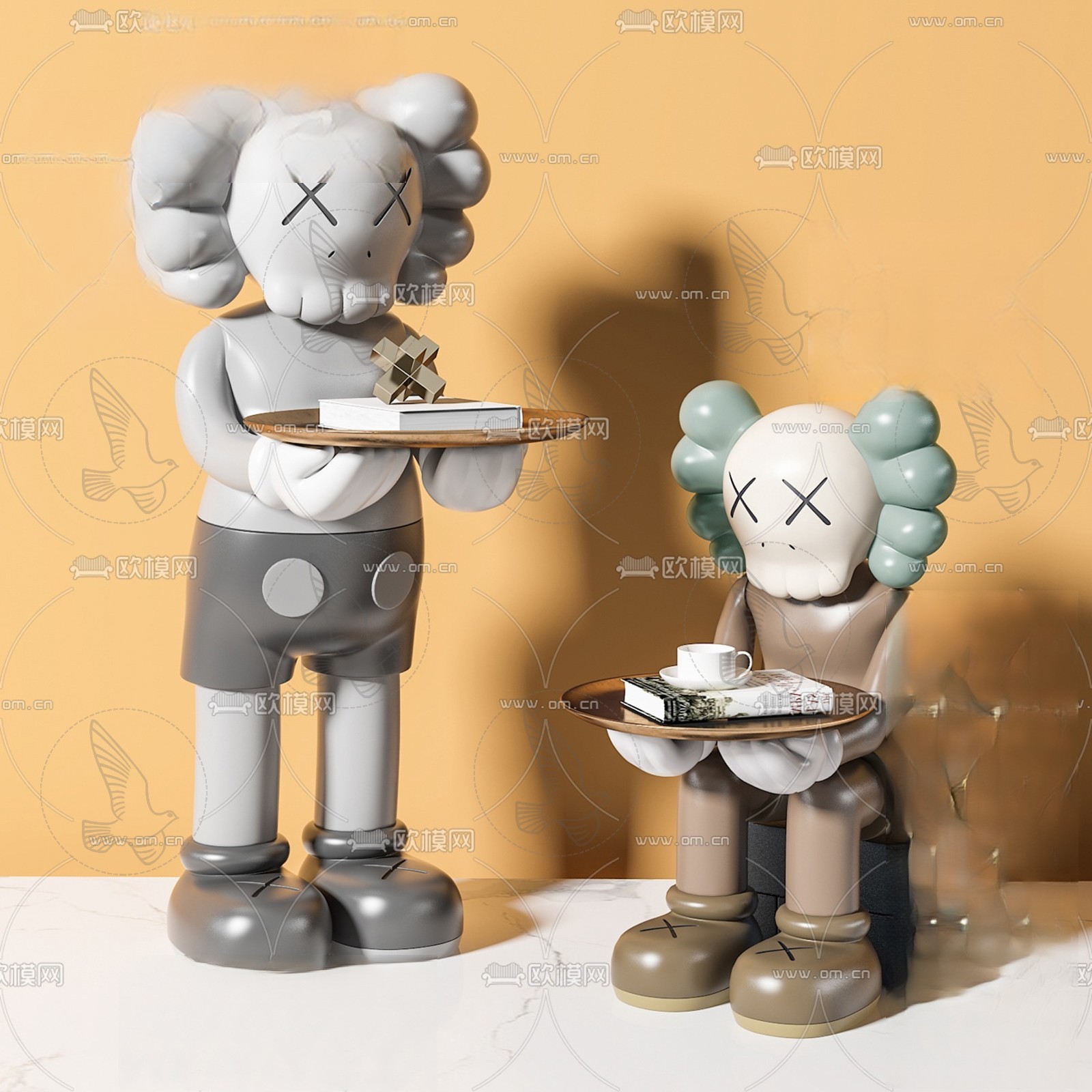 Stylized X-Eye Character Sculptures 3d Model