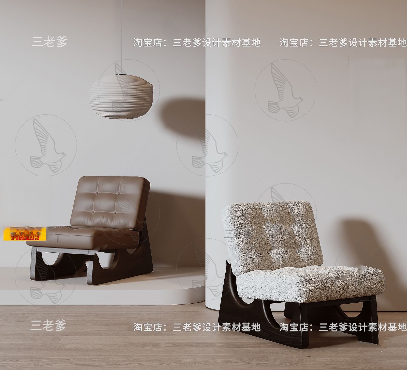 Tufted Upholstered Lounge Armchair 3d Model