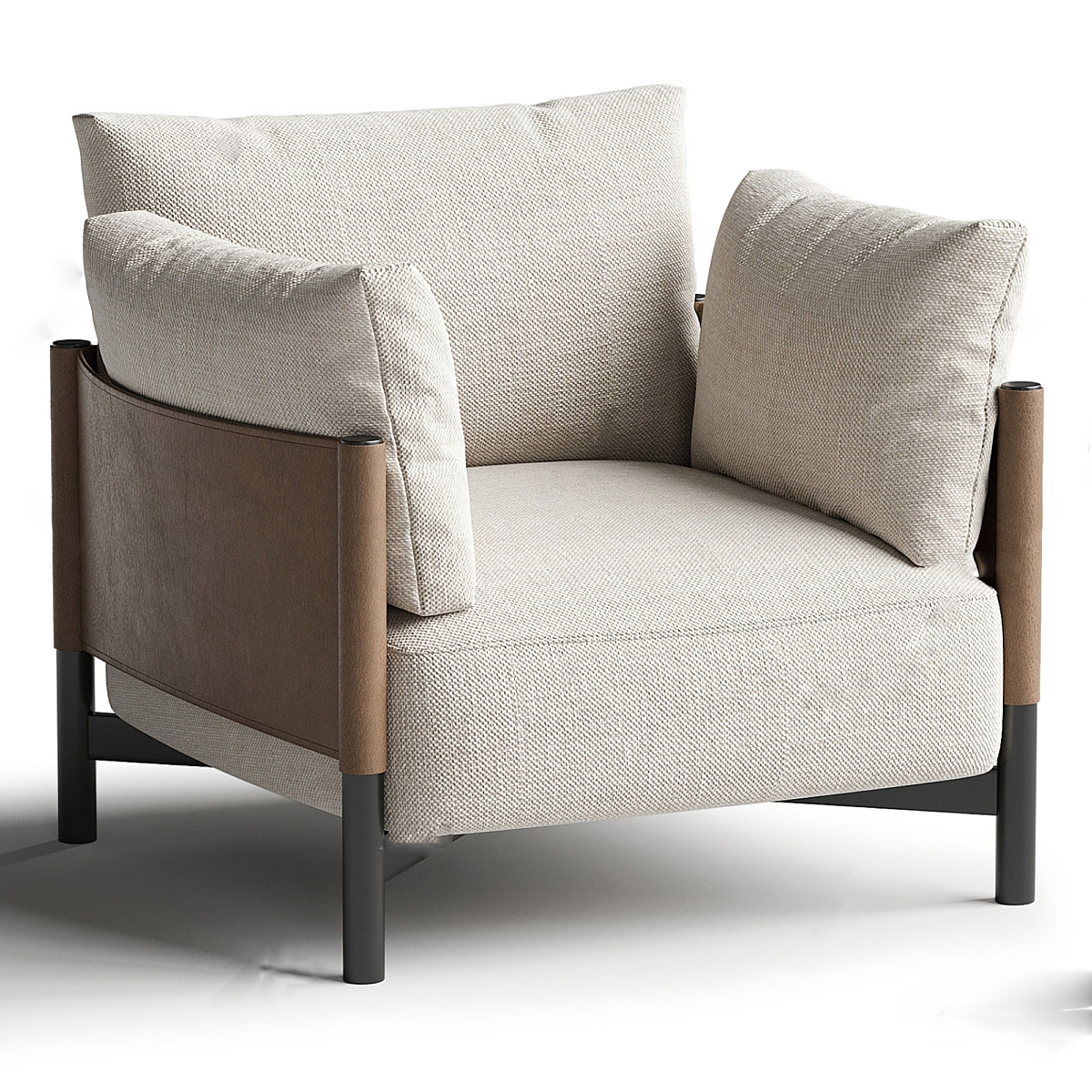 Upholstered Modern Armchair 3d Model pro