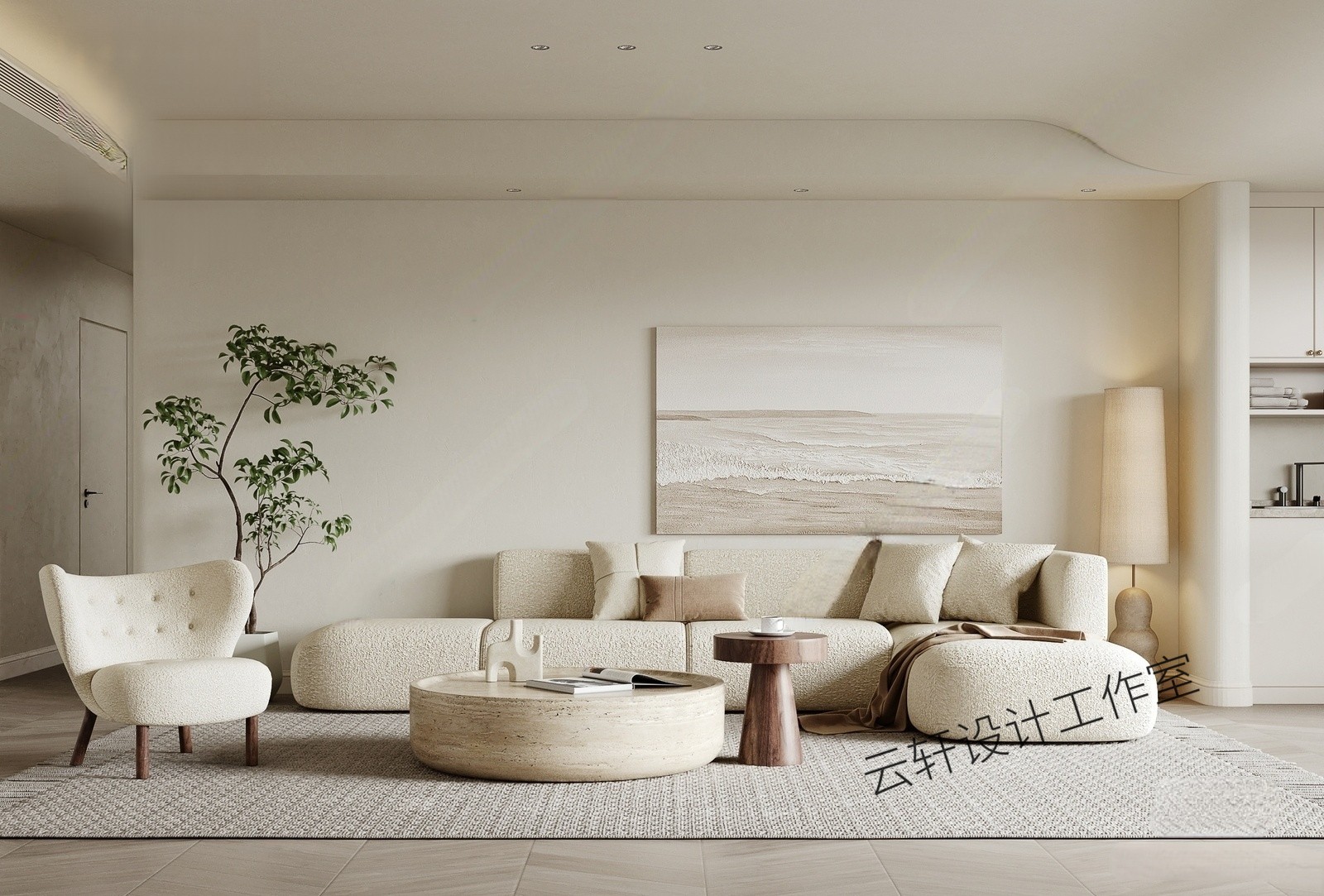 Wabi Sabi Cream Living Room 3d Model
