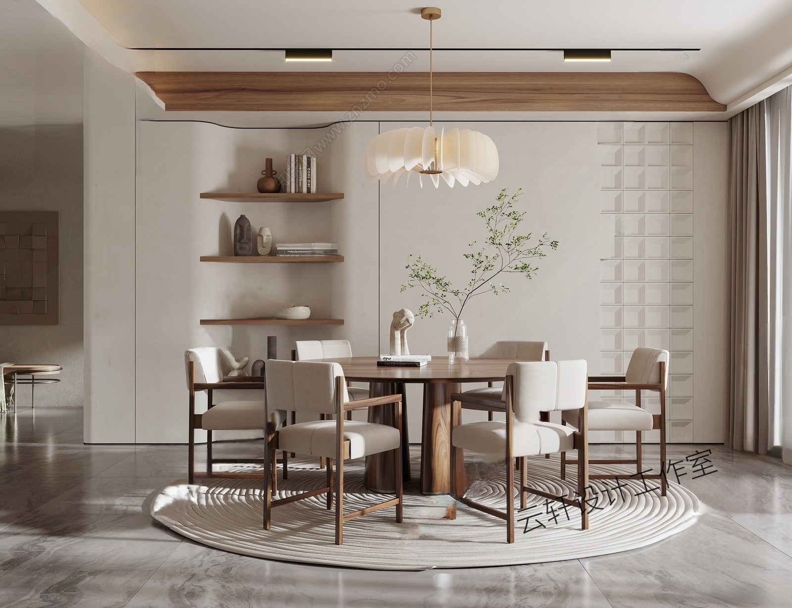 Wabi Sabi Dining Room Interior 3d Model