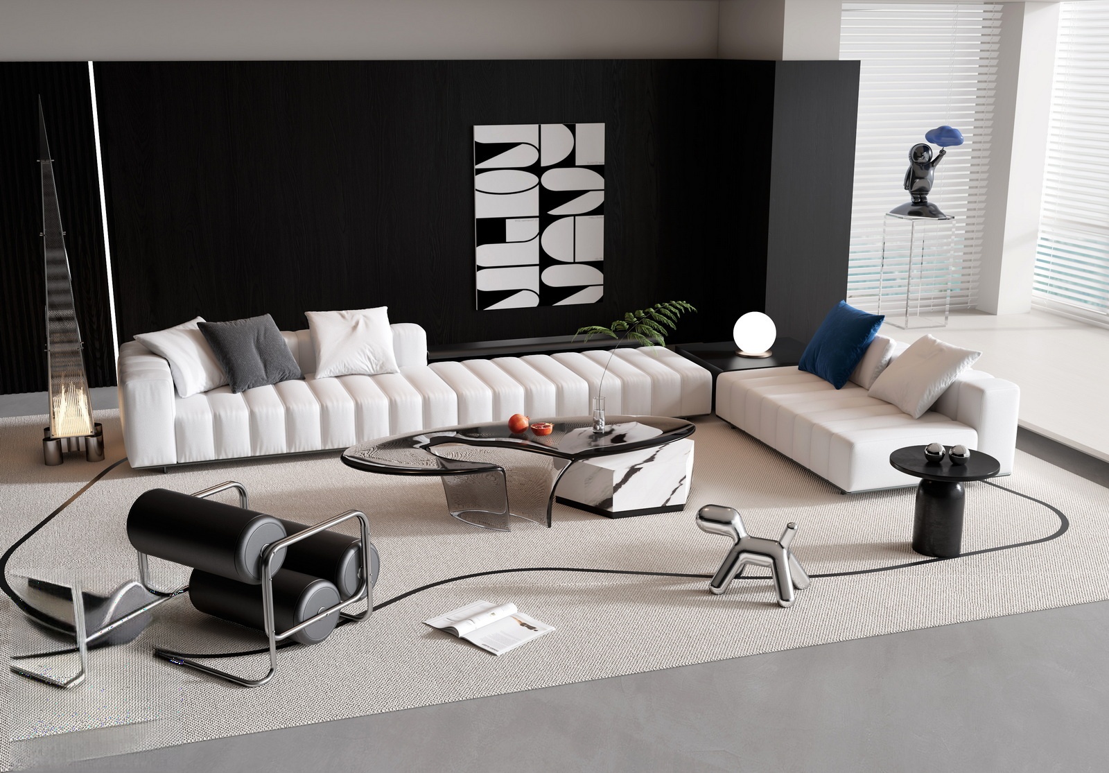 White Sectional Sofa 3d Model