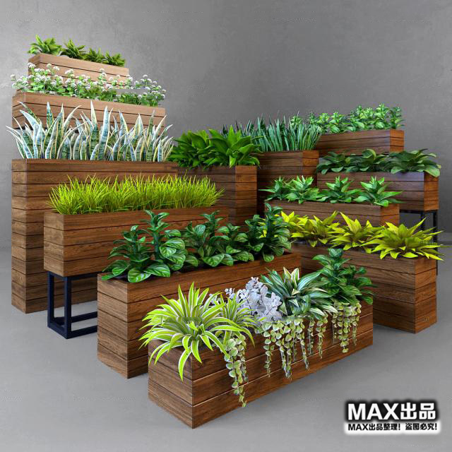 Wooden Planter Box Collection 3d Model Free